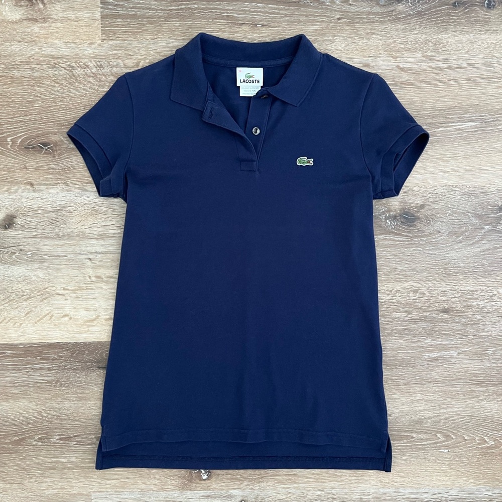 navy blue lacoste womens polo shirt (slim fit)